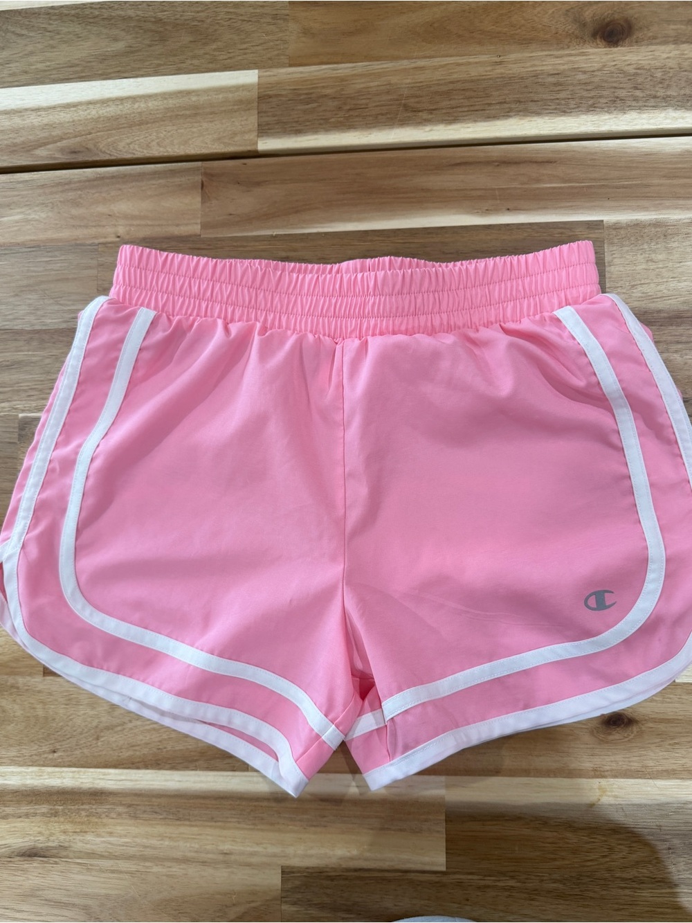 Girl’s Champion Women's Bubblegum Pink Athletic Shorts with White Trim